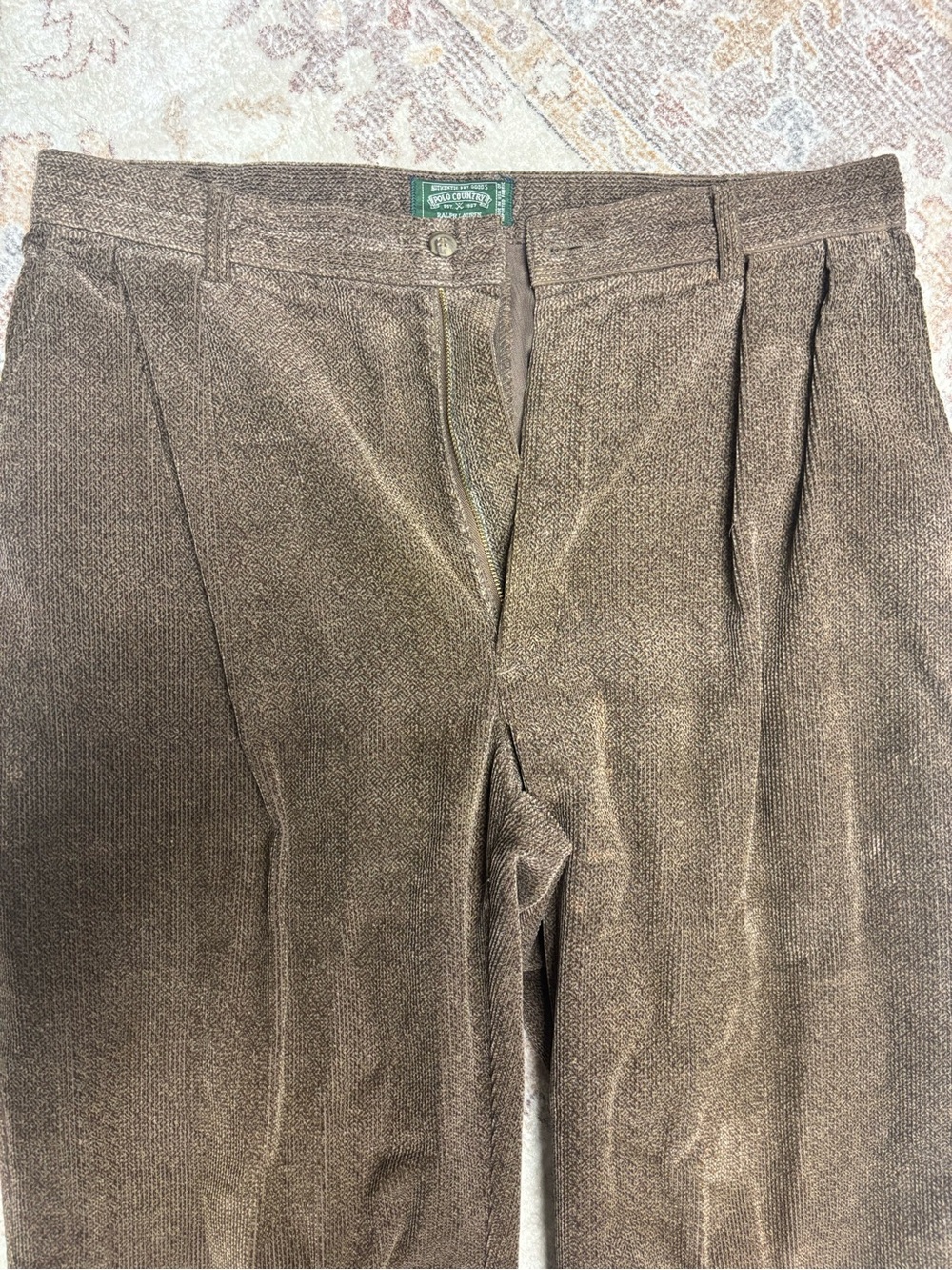 Ralph Lauren Men’s Brown Corduroy vintage Polo Country Pleated Trousers US 34x36